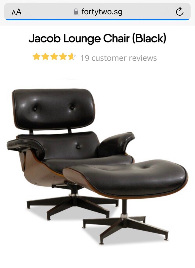 Herman Miller Eames Replica Black Leather Lounge chairs, Furniture