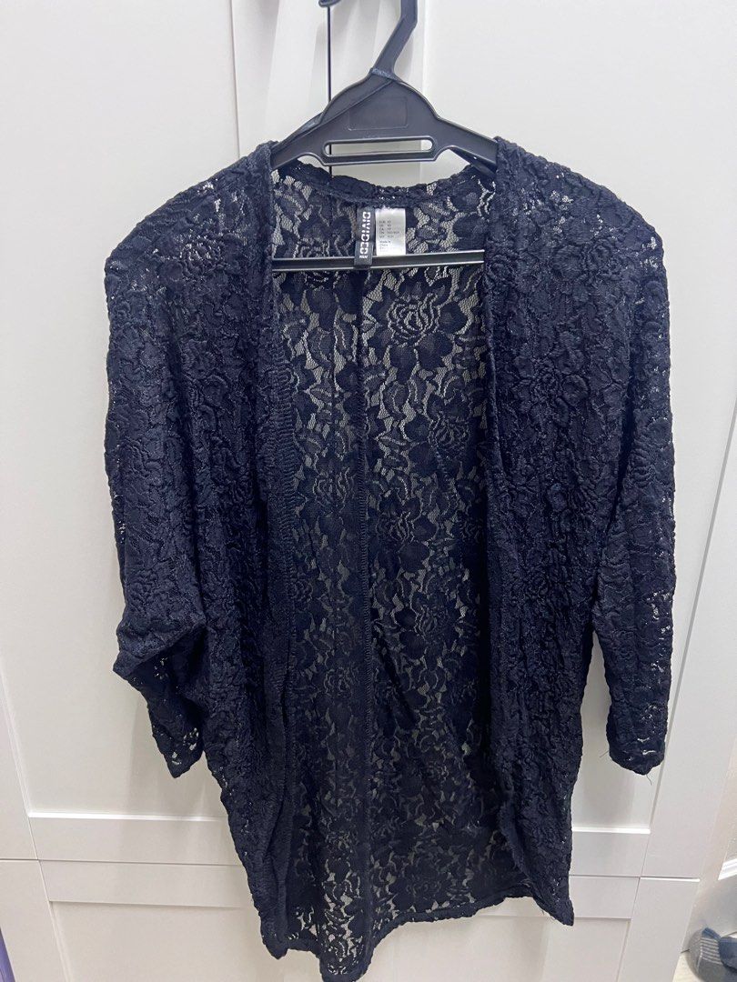 H M Black Lace Cardigan Women s Fashion Coats Jackets and