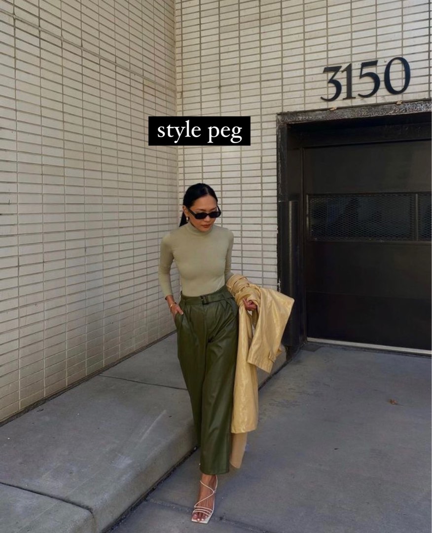 Sage green halter top & army green linen pants bundle + free zara box