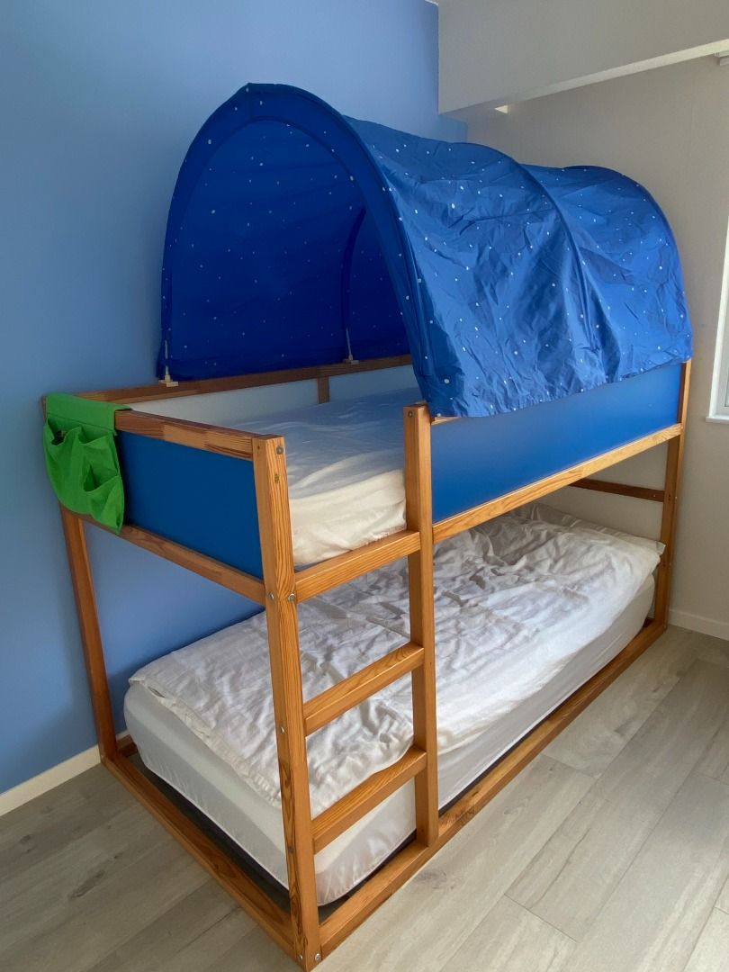 IKEA Kura Bunk bed with mattress & tent, 傢俬＆家居, 傢俬, 床架及床褥 Carousell