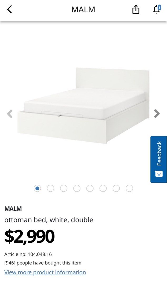 IKEA Malm double bed frame white, 傢俬＆家居, 傢俬, 床架及床褥 Carousell
