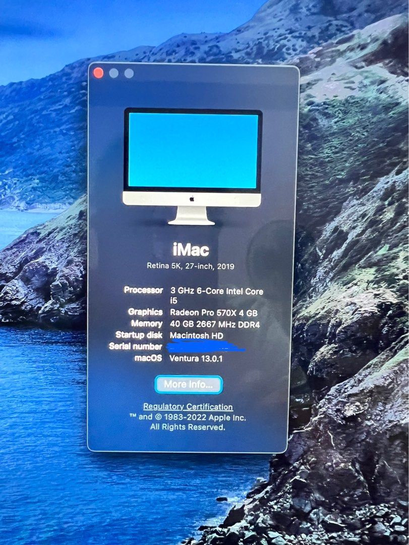 iMac 27 Inch 5k 2019 40GB RAM SSD 500G, Computers & Tech, Desktops on