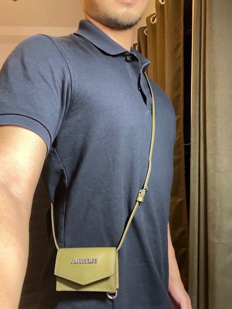 Jacquemus Men's Le Porte Azur Envelope Mini Bag In Khaki