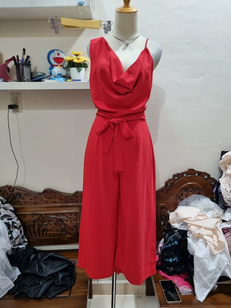 Jumpsuit kulot merah lavish alice Fesyen Wanita Pakaian Wanita