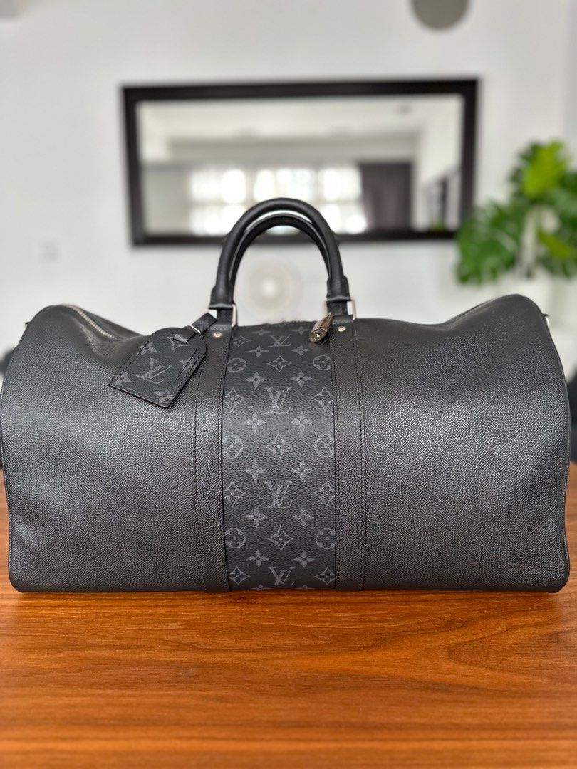 Louis Vuitton Keepall Bandouliere Monogram Eclipse Reverse 50 Gray in  Coated Canvas with Silver-tone - US