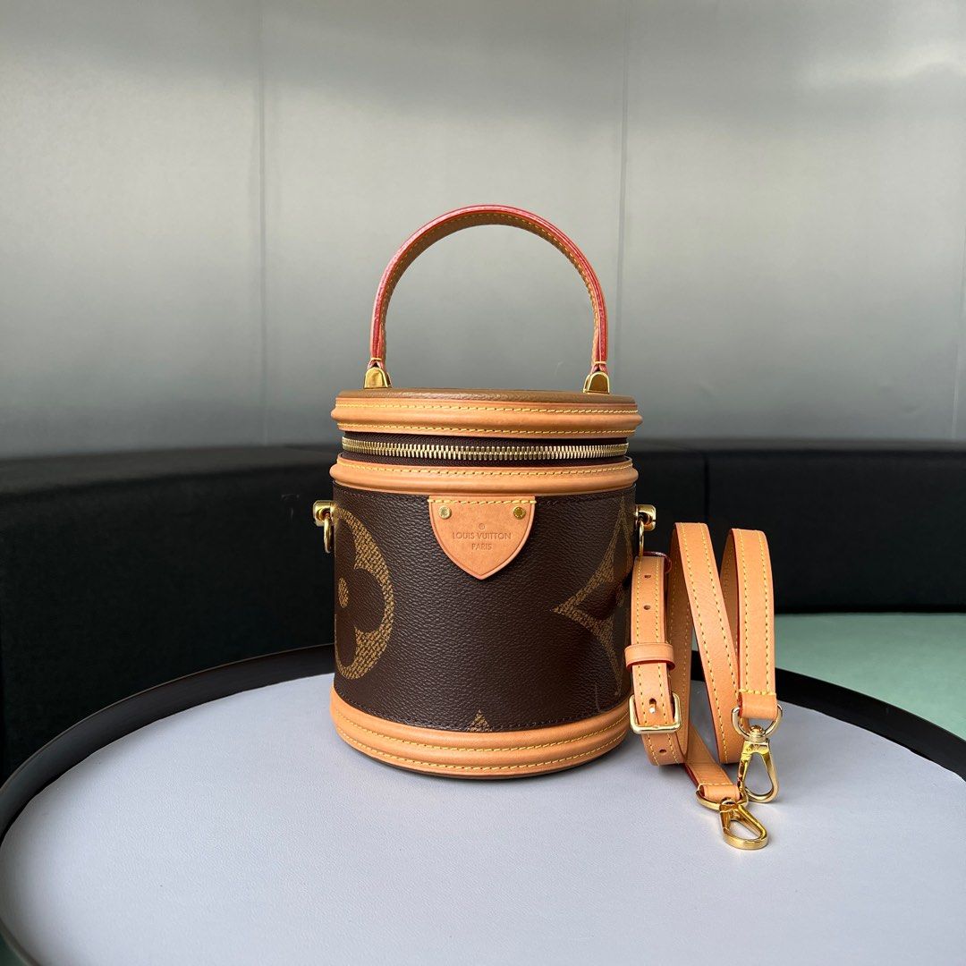 Cannes Monogram LV Logo Brown Hat Box Handle Vanity Bucket Bag