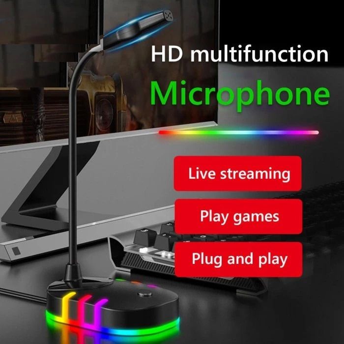 M5 Computer Microphone USB Mute Button Plug and Play RGB Gaming