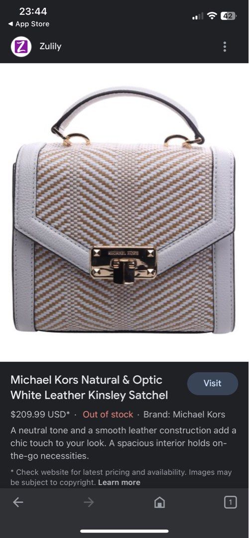 MK White Leather Kinsley Satchel Women s Fashion Bags Wallets