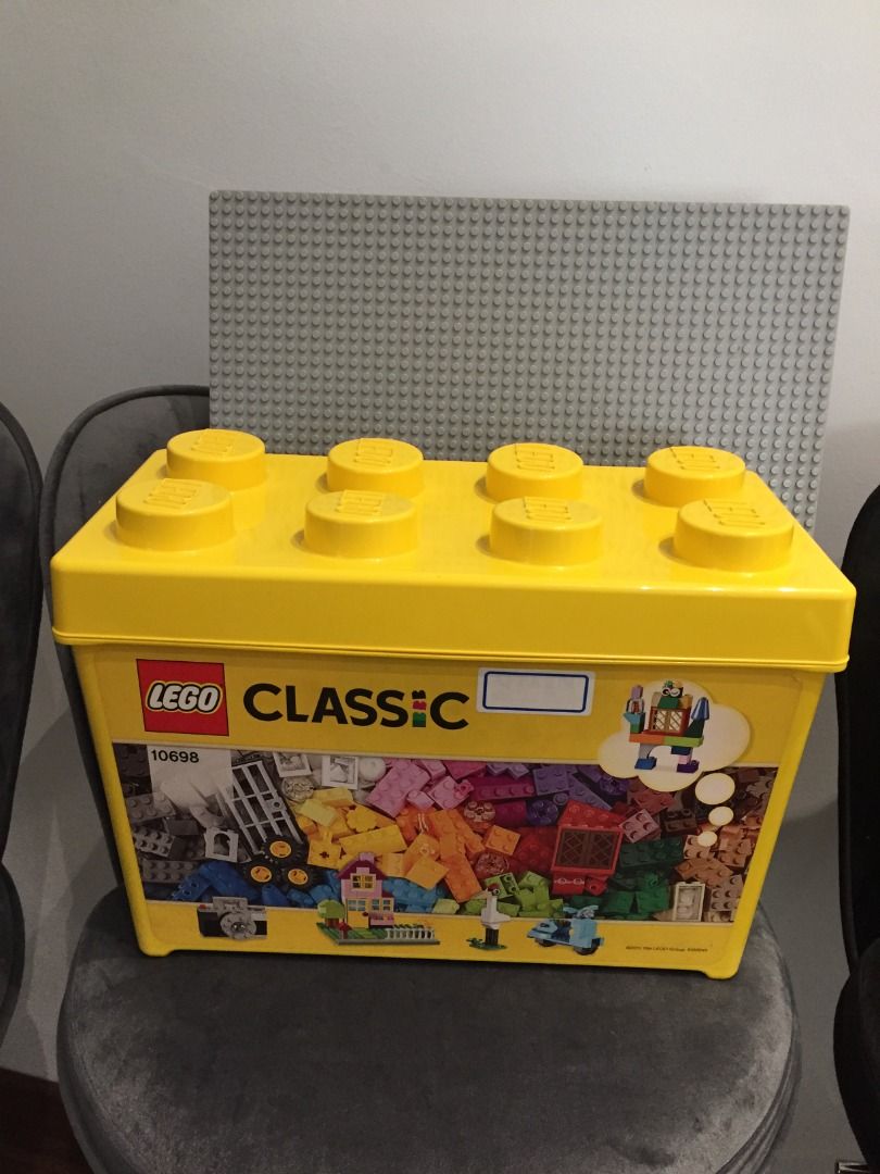 Original big Lego plastic box full of various Lego plus original