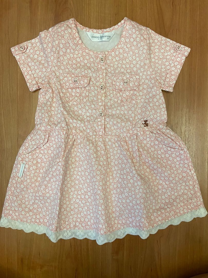 Paco Rabanne baby floral eyelet trim dress, Babies & Kids, Babies