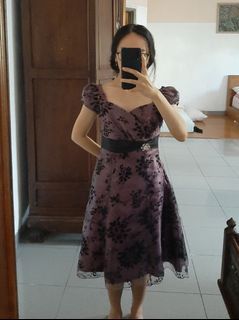 Party midi dress ungu