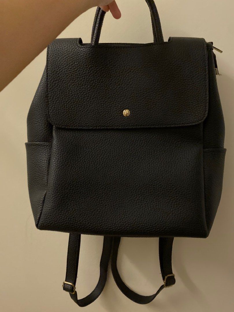 Black Pebbled Leather Compact Zip Wallet