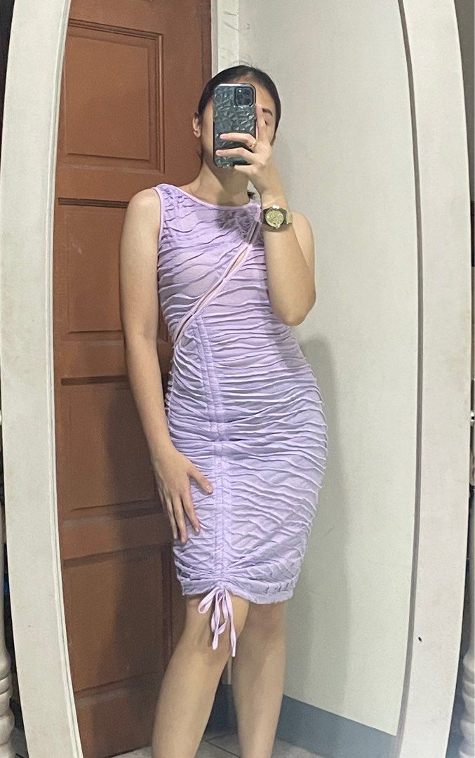 bodycon dress hip dip Final Sale Plus Size Deep V Ruched Mini BodyCon Dress with Draping Fro –  Chic And Curvy main image 0