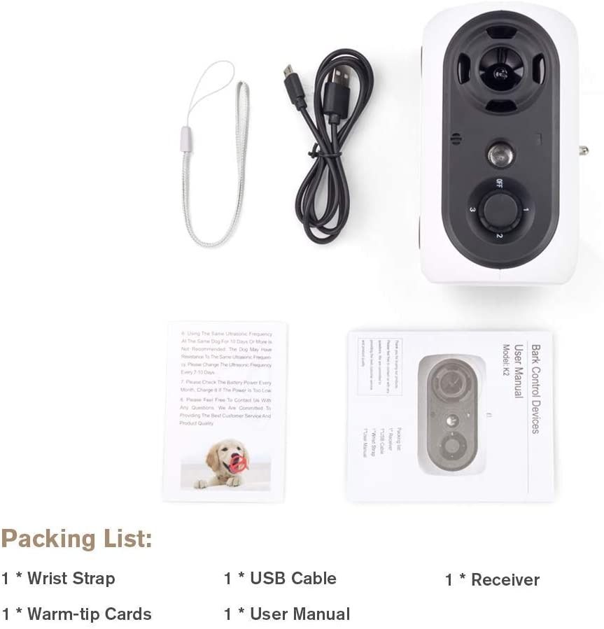 Queenmew Ultrasonic Anti Barking Device,Bark Stopper Rechargeable,Sonic