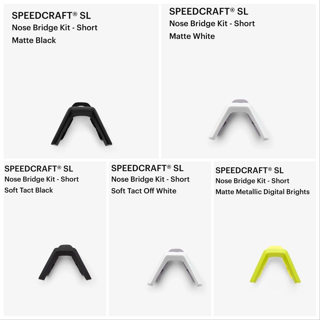 Ride 100% Speedcraft SL Nose Bridge Kit (Category: Sunglasses & Eyewear) located in Singapore. Submitted by gearoutfitters (Listing ID 1201507808, Image 1). Description: CHEAPEST ON CAROUSELL Brand new in box 100% Authentic Ride 100% Speedcraft SL Replacement Nose Bridge Kit Colours available: Soft Tact Black Matte Black Soft Tact Off White Matte White Matte Metallic Digital Brights Available in other colours as well. PM to check for colour avail