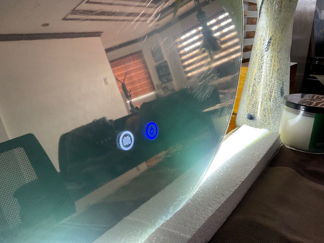 Round LED Touchscreen Mirror (Category: Mirrors) located in Caloocan City. Submitted by ravishingmegz30-80130 (Listing ID 1201454444, Image 3). Description: 1. 5.0mm copper free silver silver mirror with two touch switches for light contol with dimming and anti-fogging functions. 2. Back side is fully closed with an electric output of 220V. 3. It consists of 2835 LED strip, 120 LEDS/m with white color light. LED material is of high quality and en