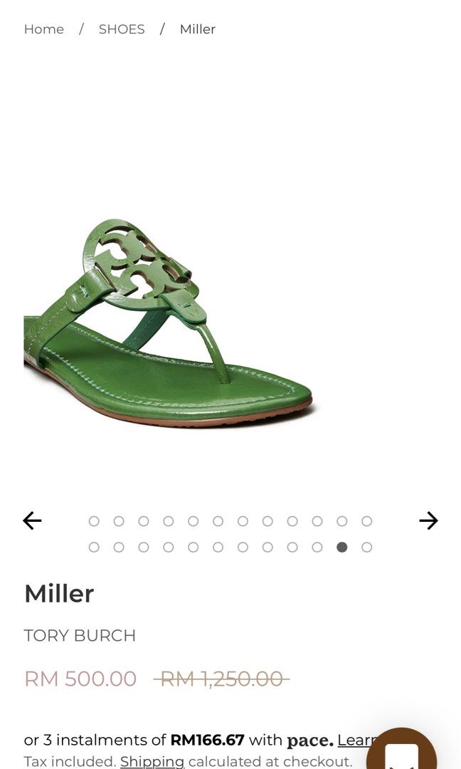 Green tory cheap burch miller sandals