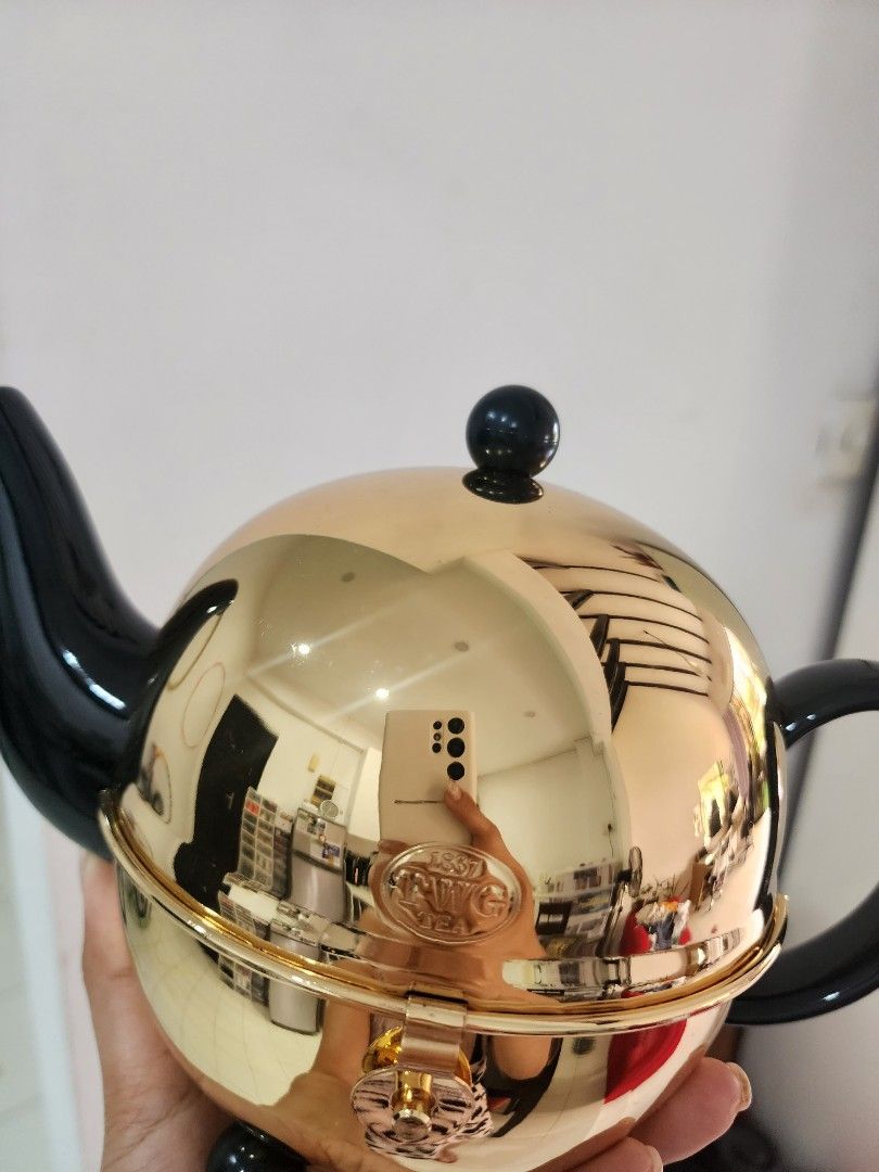 TWG Design Teapot in Black & Gold 900ml, Furniture & Home Living