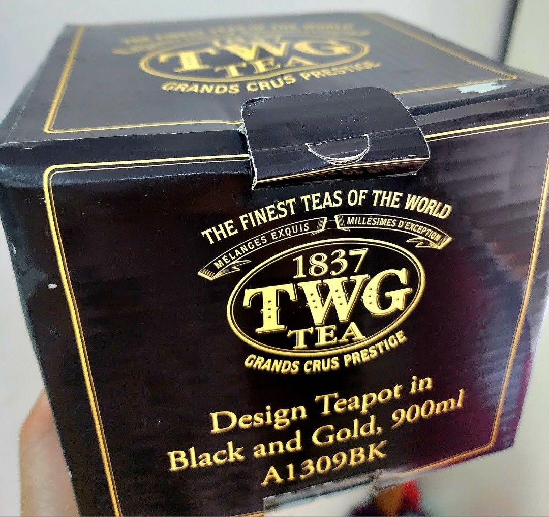 TWG Design Teapot in Black & Gold 900ml, Furniture & Home Living