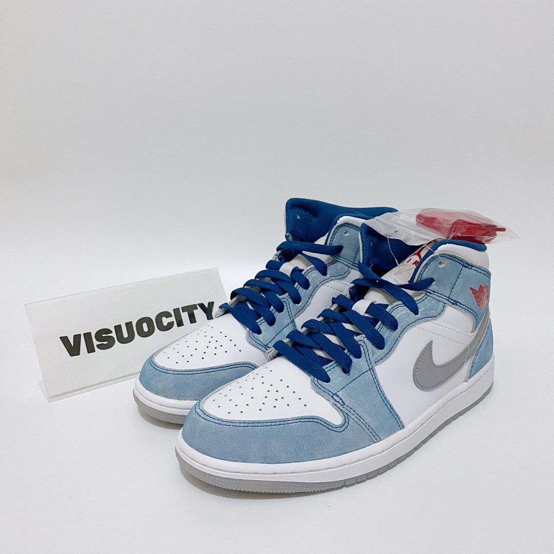 US 8.5 Nike Jordan 1 Mid French Blue Fire Red Men s Fashion