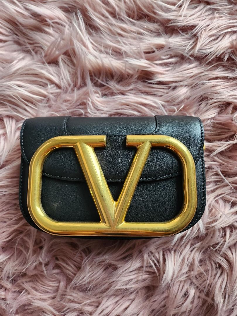 Valentino Burgundy Leather VLogo Supervee Crossbody Bag Valentino