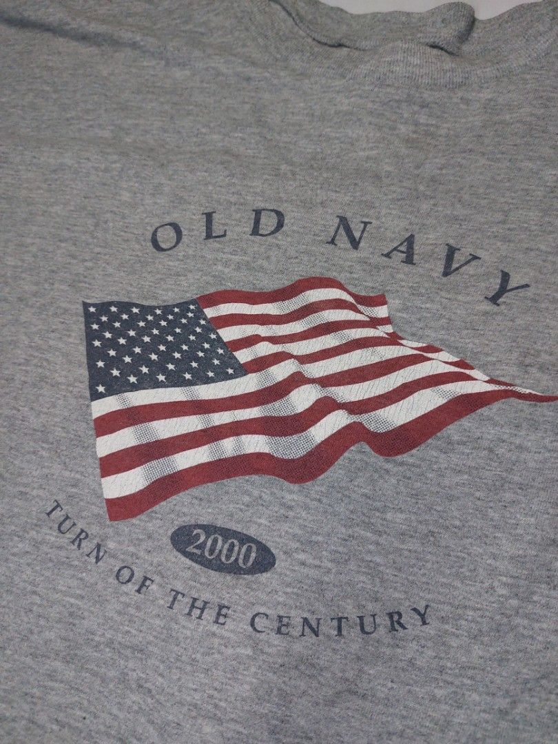 Vtg Old Navy Turn Of The Century 2000 American Flag T-Shirt Sz XL Blue 