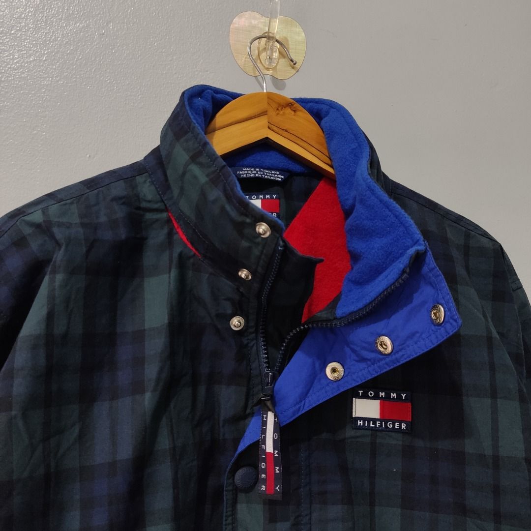 Vintage Tommy Hilfiger Logo Tartan Plaid Sailing (Packable Hoodie), Fashion, Coats, Jackets and Outerwear on Carousell
