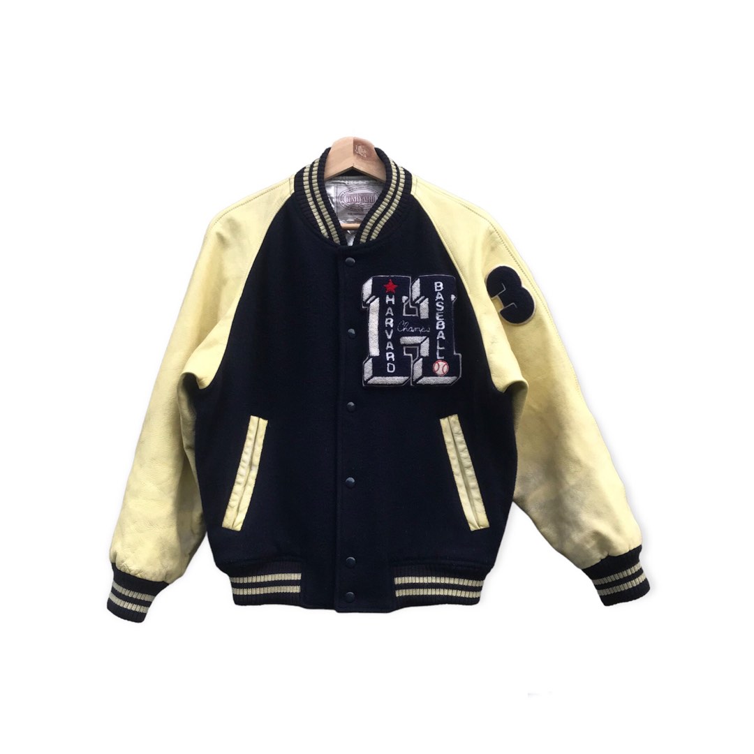 VINTAGE VARSITY JACKET HARVARD CHAMPS BASEBALL, Men's Fashion, Coats