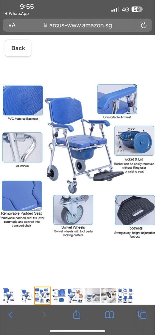 Wheelchair Commode 2 in 1 BRAND NEW, Health & Nutrition, Assistive