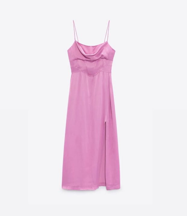 Zara Pink satin corset type dress, Women's Fashion, Dresses & Sets