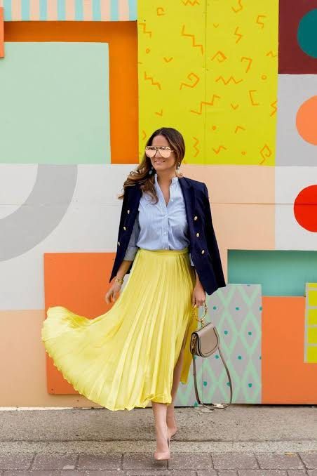 Zara Yellow Pleated Skirt