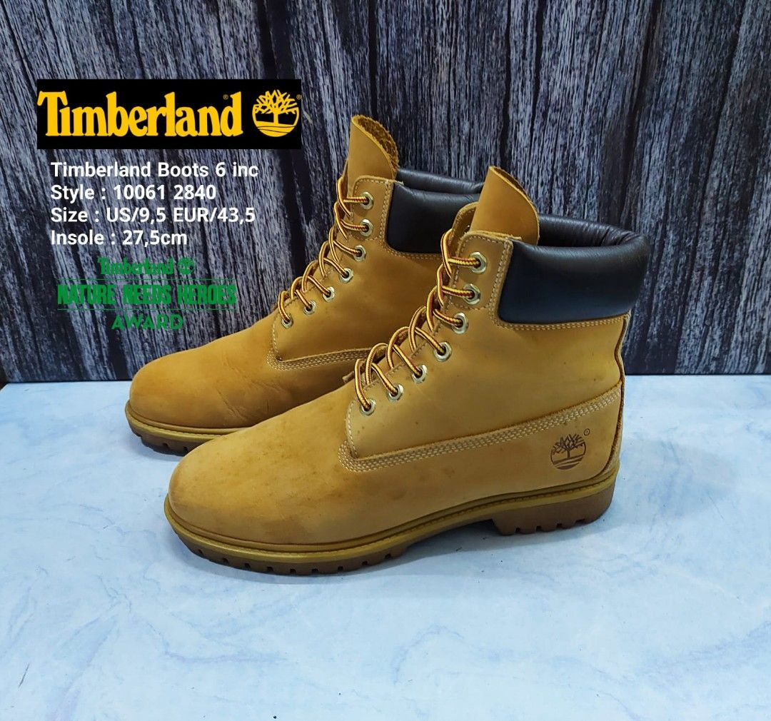 Timberland Boots 6 Inc Wheat Nubuck 10061 2840 Size 43,5, Fesyen