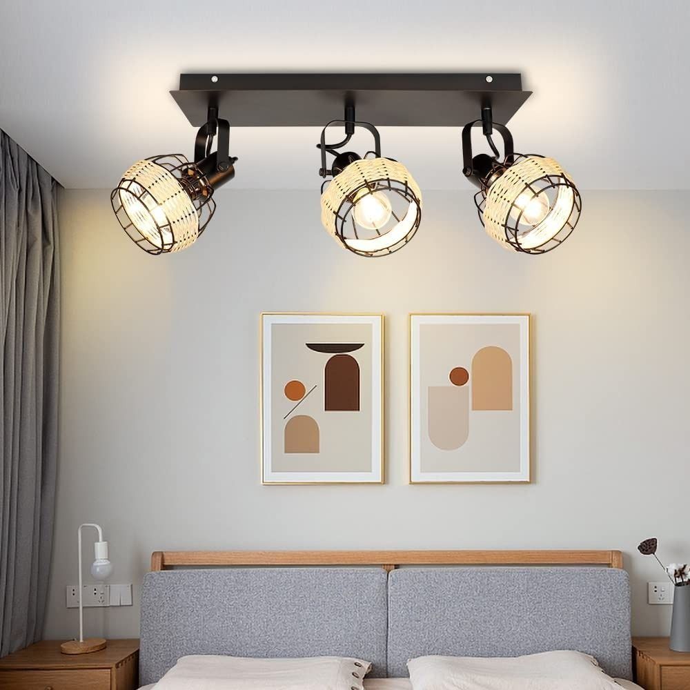 [2924] Rattan ThreeHead Spotlight Model WSFNG4740B, Furniture