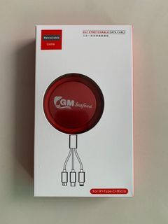 3 in 1 Stretchable Data Cable BNIB