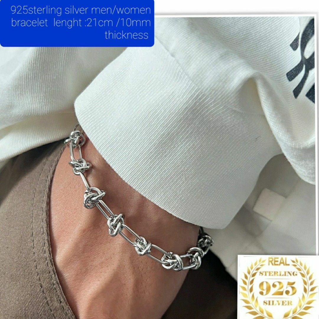 Chain bracelet mens silver on sale