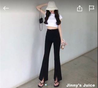 西裝喇叭高腰開叉褲
