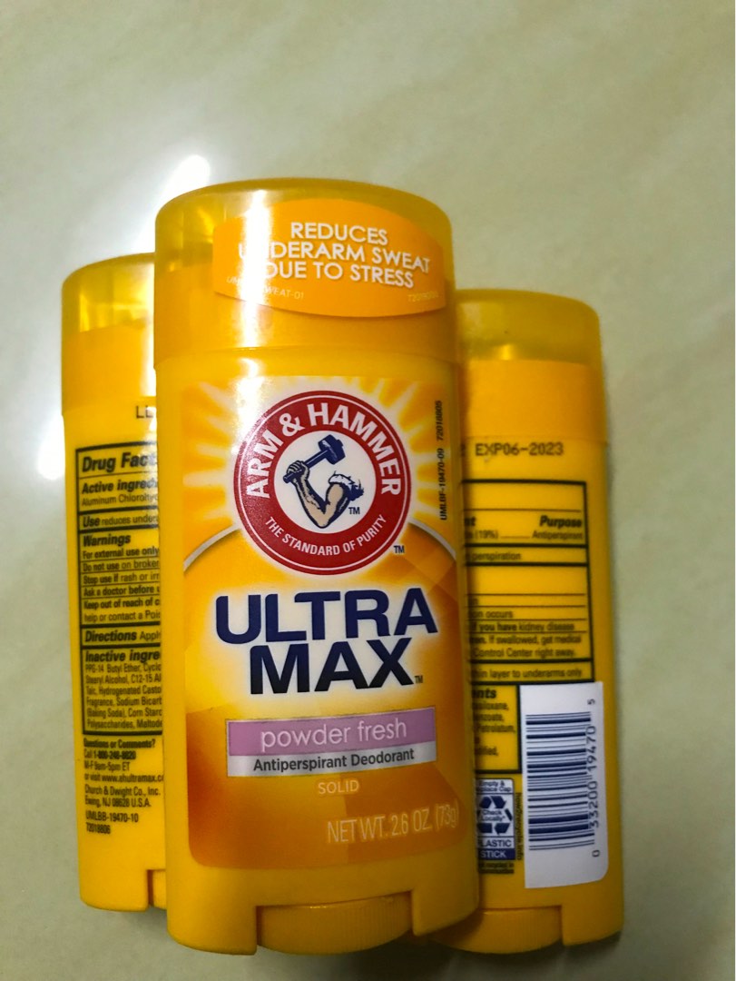 手鎚牌73g止汗除臭膏, 爽身粉味 ARM & HAMMER ULTRAMAX AntiPerspirant Deodorant Solid