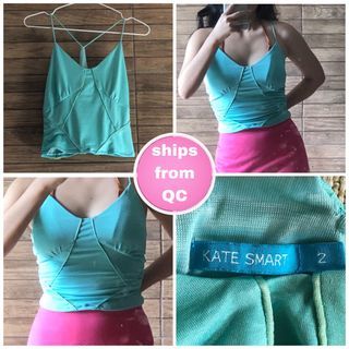 ☻ KATE SMART Turquoise Baby Blue Green Sleeveless Strappy V-Neck Corset Detail Style Top|THEVELOUR| Vintage Retro Y2K Fairy Coconut Girl Beach ☻