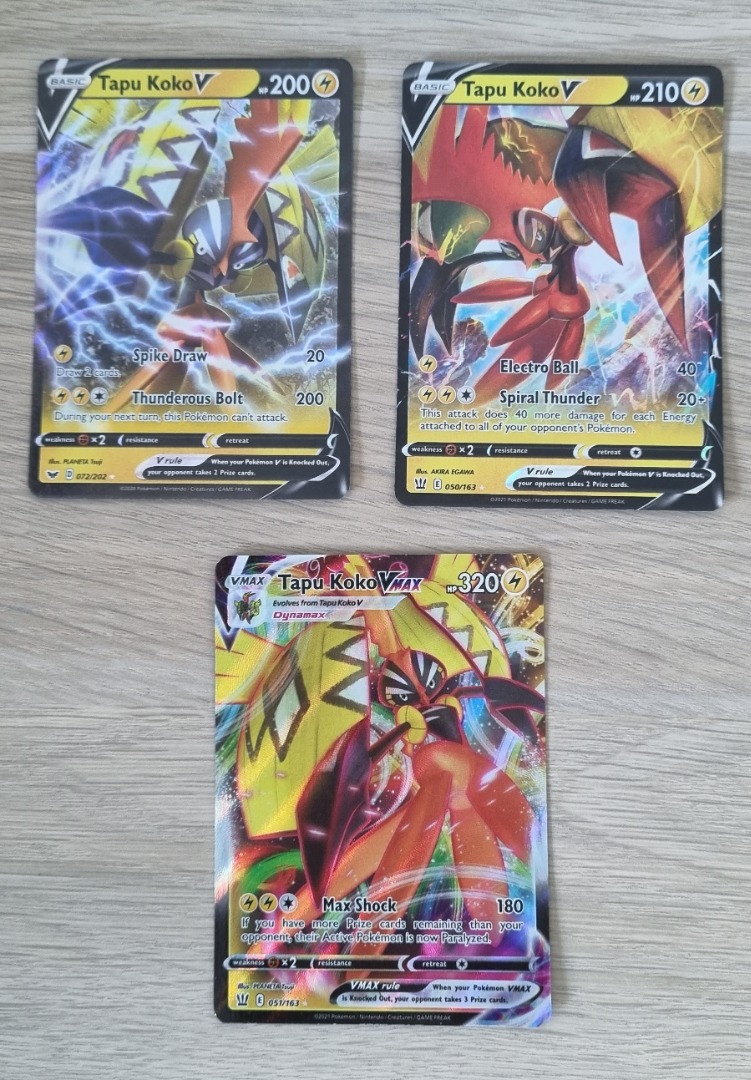 Pokemon TCG - Tapu Koko V 050/163 and Tapu Koko VMax 051/163 (Battle  Styles), Hobbies & Toys, Toys & Games on Carousell