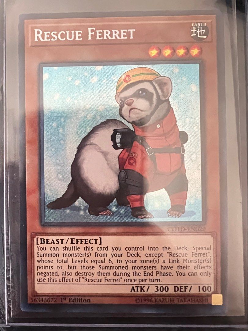 遊戲王 Yugioh Rescue Ferret COTD Secret 1st [Monster], 興趣及遊戲, 玩具 & 遊戲類