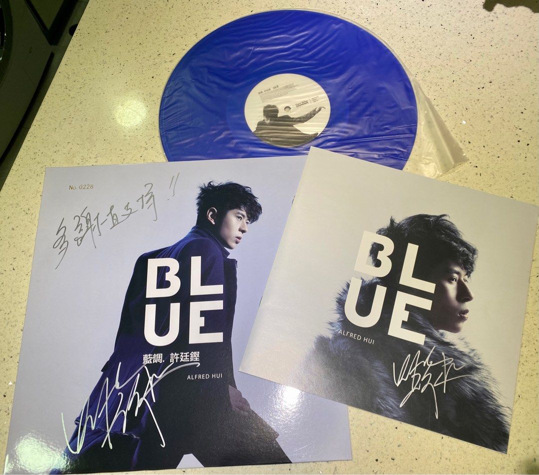 許廷鏗藍調BLUE 藍膠黑膠唱片Vinyl 靚號no.228 🌟 Alfred Hui 親筆簽名x2🌟及提字全新100%new無播放過,  興趣及遊戲, 音樂、樂器& 配件, 音樂與媒體-