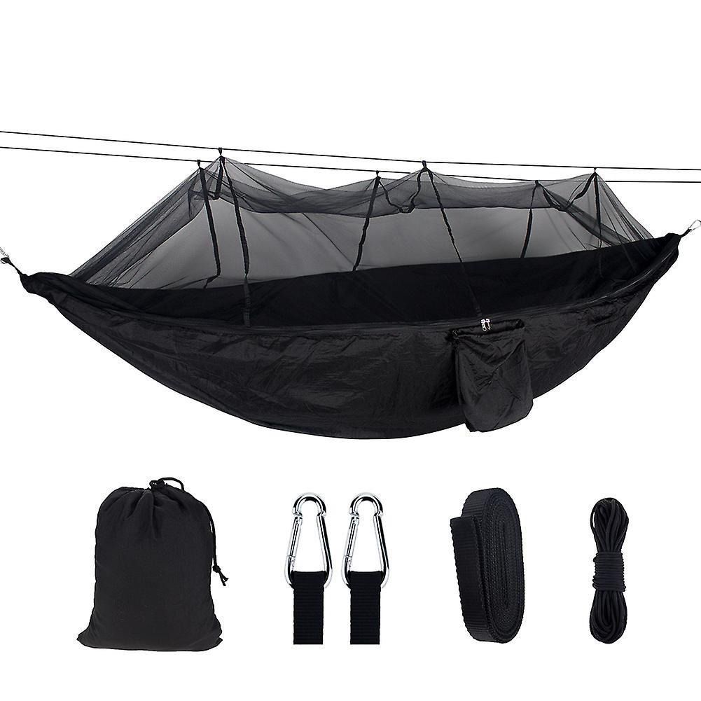 Outdoor Camping Sunshade + Anti-Mosquito Hammock Set Parachute Fabric Net Yarn Anti-Mosquito Hammock(Gray)