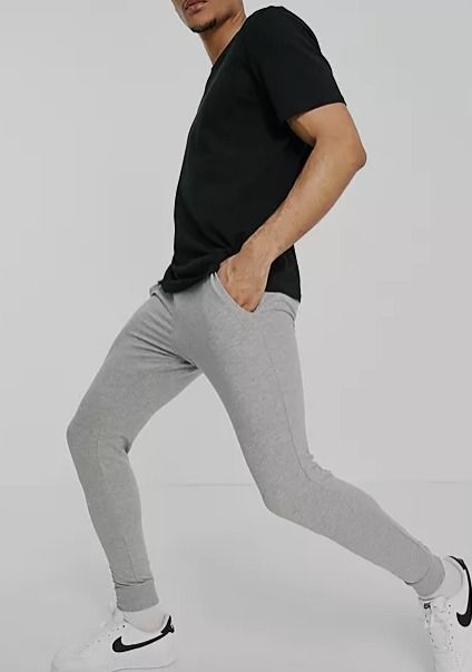 ASOS DESIGN Organic Blend Skinny Joggers Grey Gray Marl
