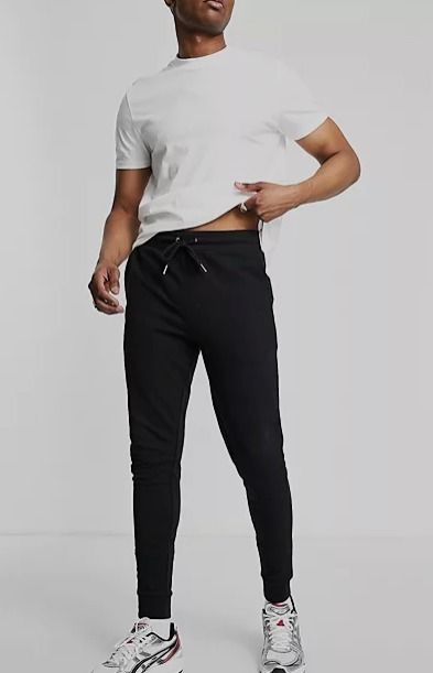 ASOS DESIGN Organic Skinny Joggers Black Men s Fashion Bottoms