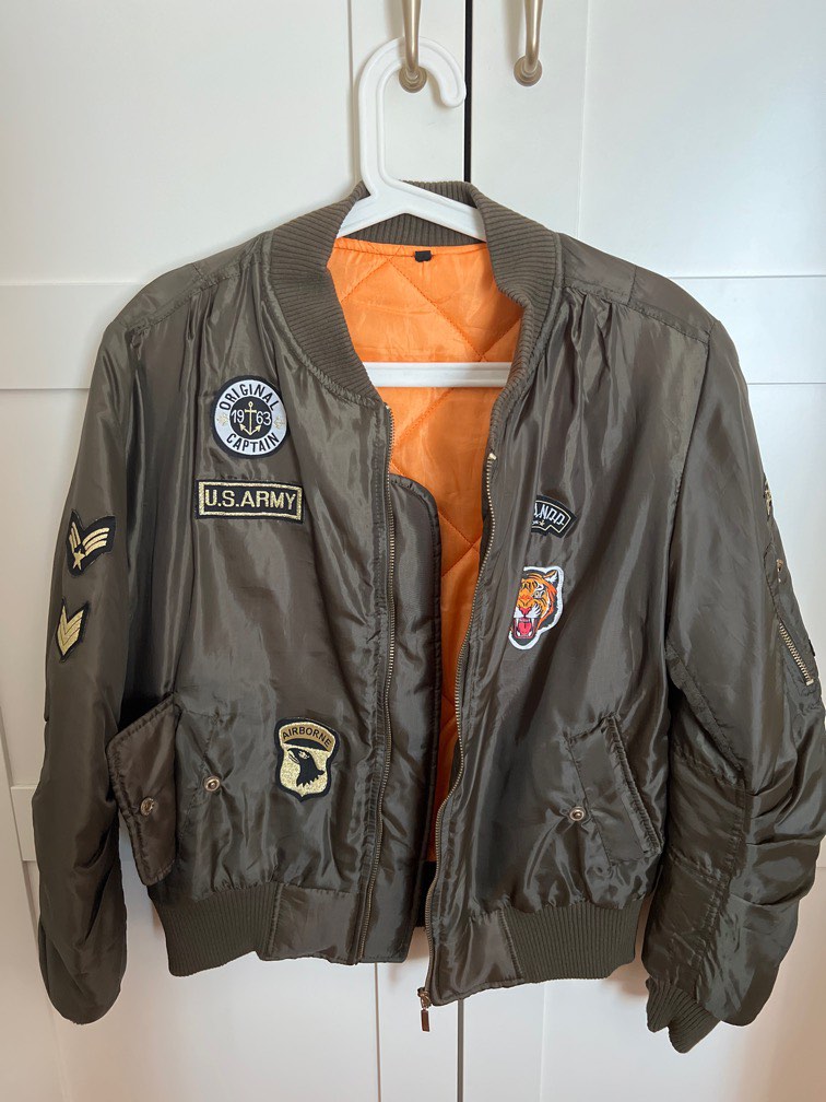 ASOS Vintage Style Army Bomber Jacket Women s Fashion Coats Jackets and Outerwear on Carousell