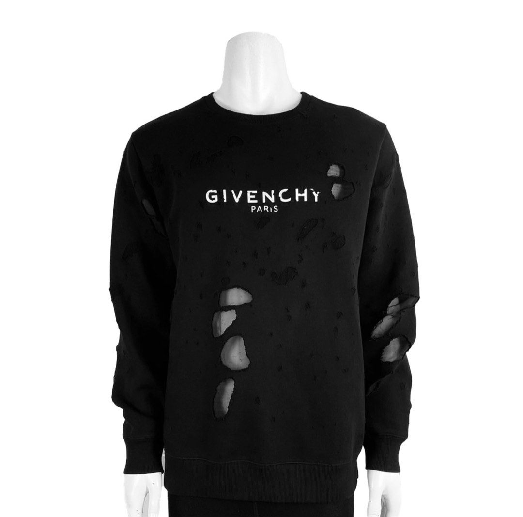 AUTHENTIC GIVENCHY BLACK DISTRESSED SWEATSHIRT, Men's Fashion, Tops & Sets,  Tshirts & Polo Shirts on Carousell