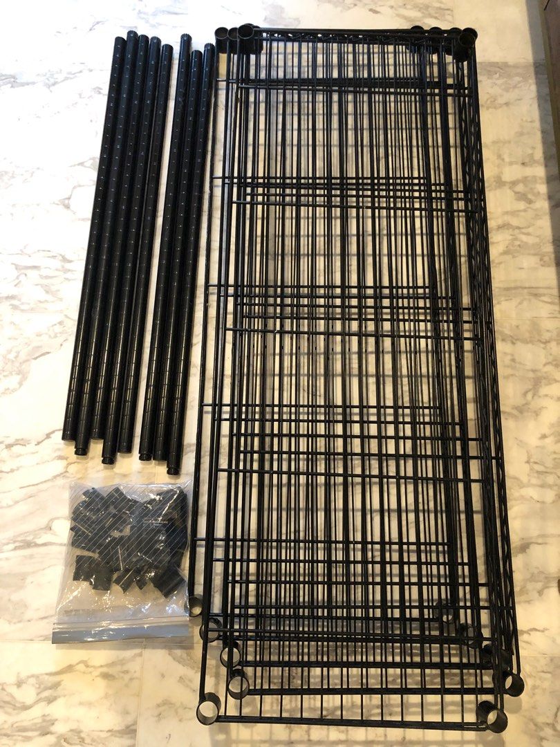 Black 5Tier Steel Wire Shelving Unit Indoor Outdoor Balcony Heavy Duty