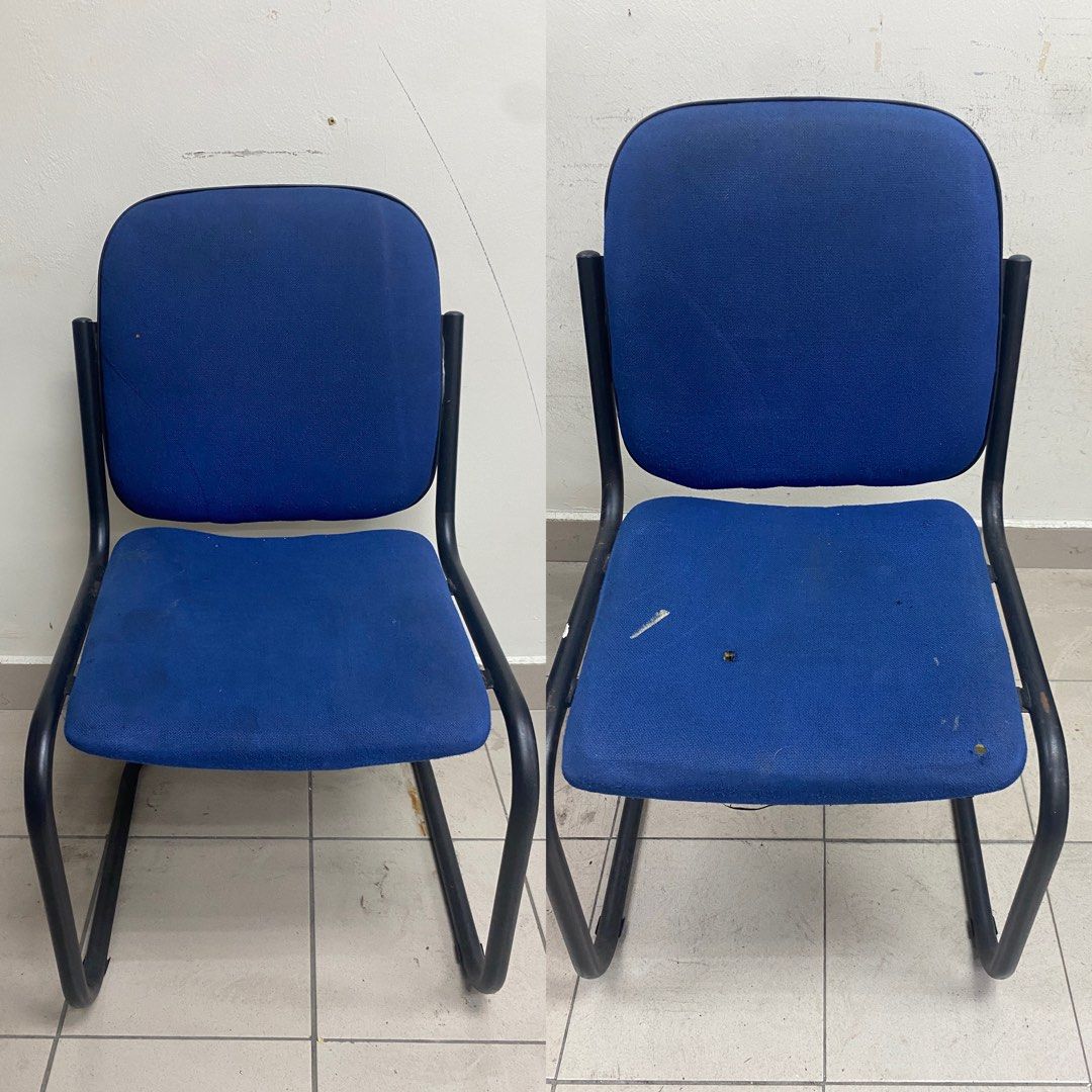 Blue Office Chair with arm rest and no wheel, Furniture & Home Living