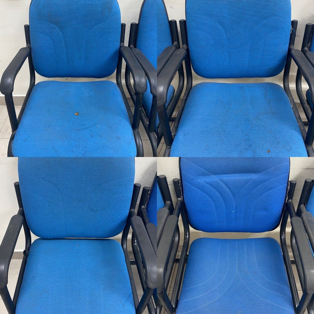 Blue Office Chair with arm rest and no wheel, Furniture & Home Living