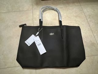 40%OFF BNEW LEGIT Lacoste Large Campanula black shopping bag tote bag split cow leather